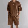 European and American new cross-border new summer shorts short-sleeved men's terry casual round neck sports men's two-piece suit