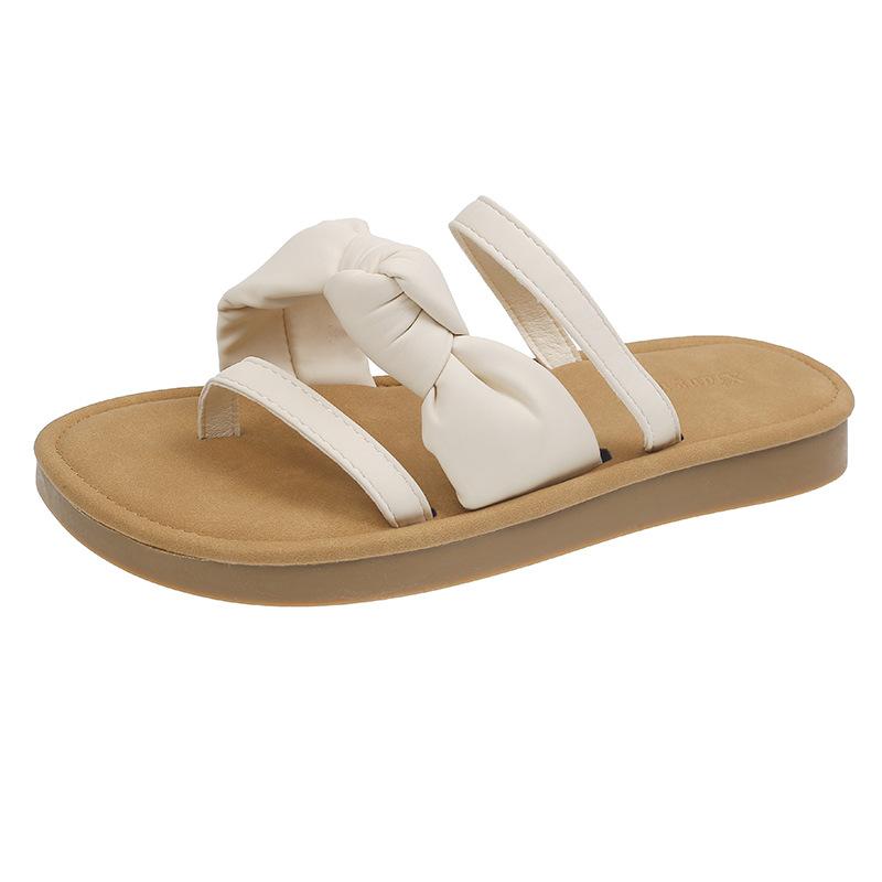 

2025 new summer French flat sandals women s shoes Korean version retro niche vacation beach Roman sandals 35