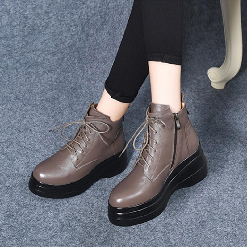 Fashion GKTINOO Shoes Women Boots Genuine Leather 2025 New Autumn Winter Zip Round Toe Retro Handmade Leisure Ankle Boots Size 33-40