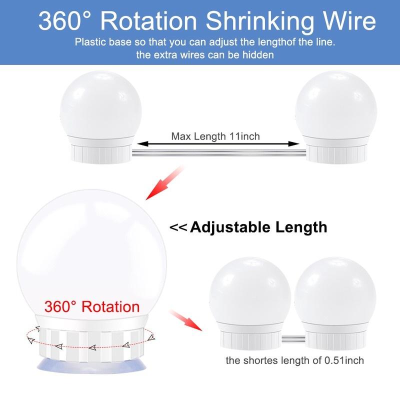 5V Led Makeup Mirror Light Bulb Hollywood Makeup Vanity Lights USB Wall Lamp 6/10pcs Dimmable Dressing Table Mirror Lamp