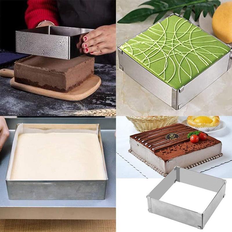 Stainless Steel Cake Mold Ring Adjustable Square Mousse Circle Cake Decorating Tool Cake Cutter Mousse Dessert Baking Mould