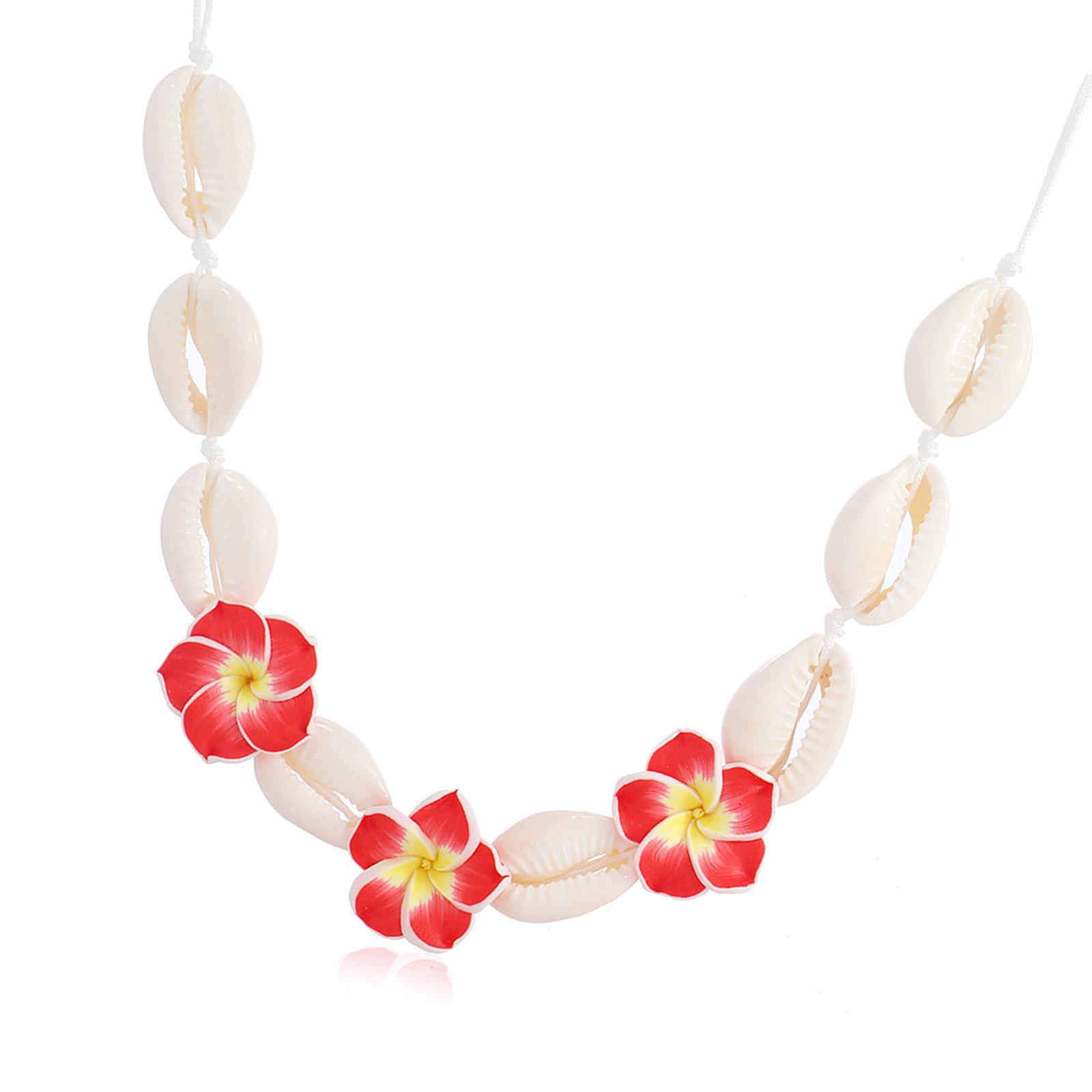 

Stylish Ceramic Flower and Seashells Necklace Comfortable Stylish Jewelry Accessory for Women красный