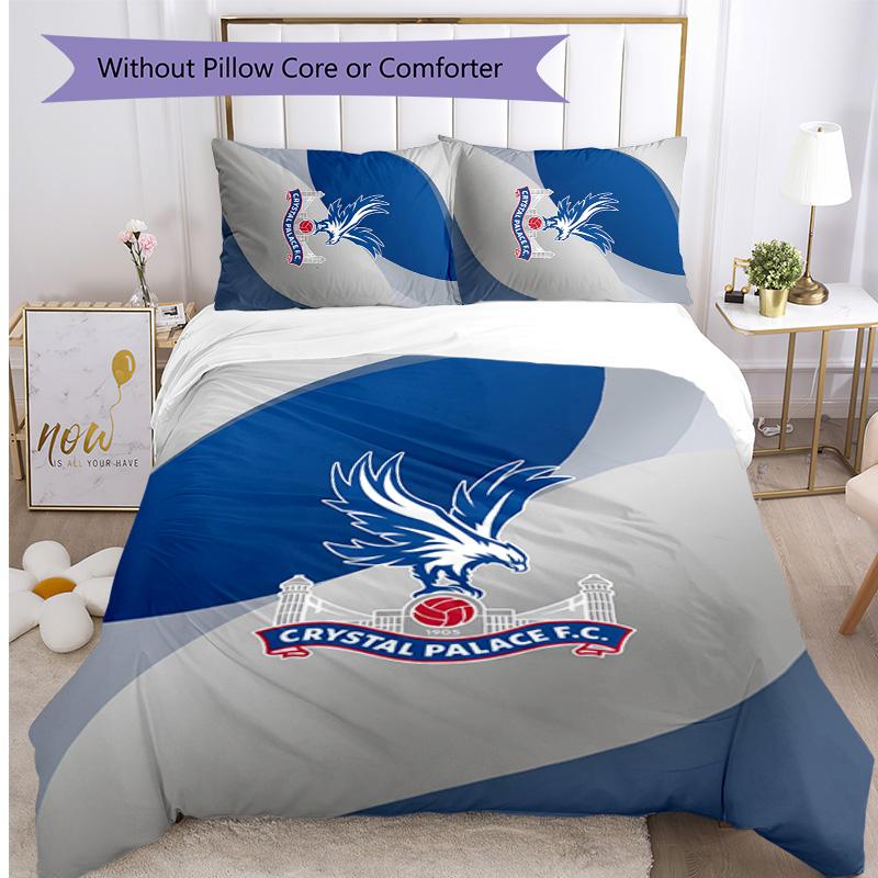 Crystal Palace Football Printed 3 Pieces Bedding Set, Comfortable Skin Friendly Bedroom Duvet Cover Set