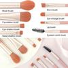 8pcs Pink Professional Makeup Brushes Set Soft Synthetic Bristles With Travel Case For Blush&Eyeshadow Cartoon Animal Pattern