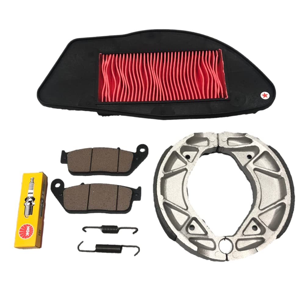 

Cygnus X 125 1YP2 3 5 Front and Rear Brake Pads, Shoes, Air Filter, NGK Spark Plugs CR7E Replacement Parts Set (A-BPK-20023Y)