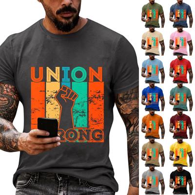 Men's Loose Fit Casual Short Sleeve T-Shirt Labor Day Printed Graphic Tee Comfortable Crew Neck Cotton Blend Top