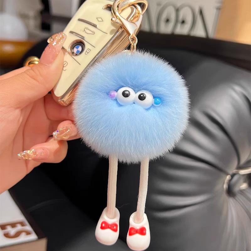 Cute Rex Rabbit Plush Keychain - Long Legs Little Coal Ball Bag Charm Doll
