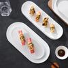 Japanese White Rectangular Ceramic Plate for Sushi or Desserts