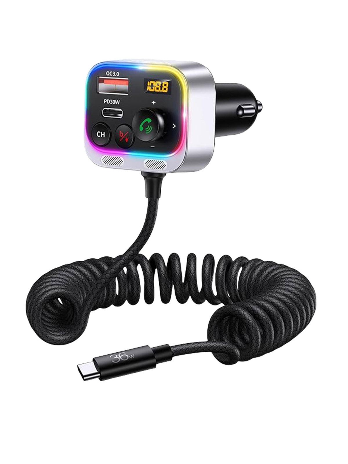 

FM-передатчик беспроводной комплект громкой связи для автомобиля с глубоким басом MP3-плеер типа C PD30W USB QC3.0 сверхбыстрая зарядка USB C автомобильное зарядное устройство чёрный