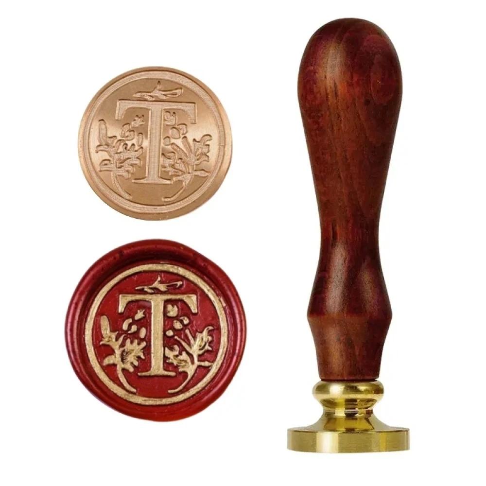 1set 26 Letter A-Z Wax Seal Stamp with Wooden Handle, Wax Seal Paint Copper Head for Envelope Gift Invitation Card Sticker