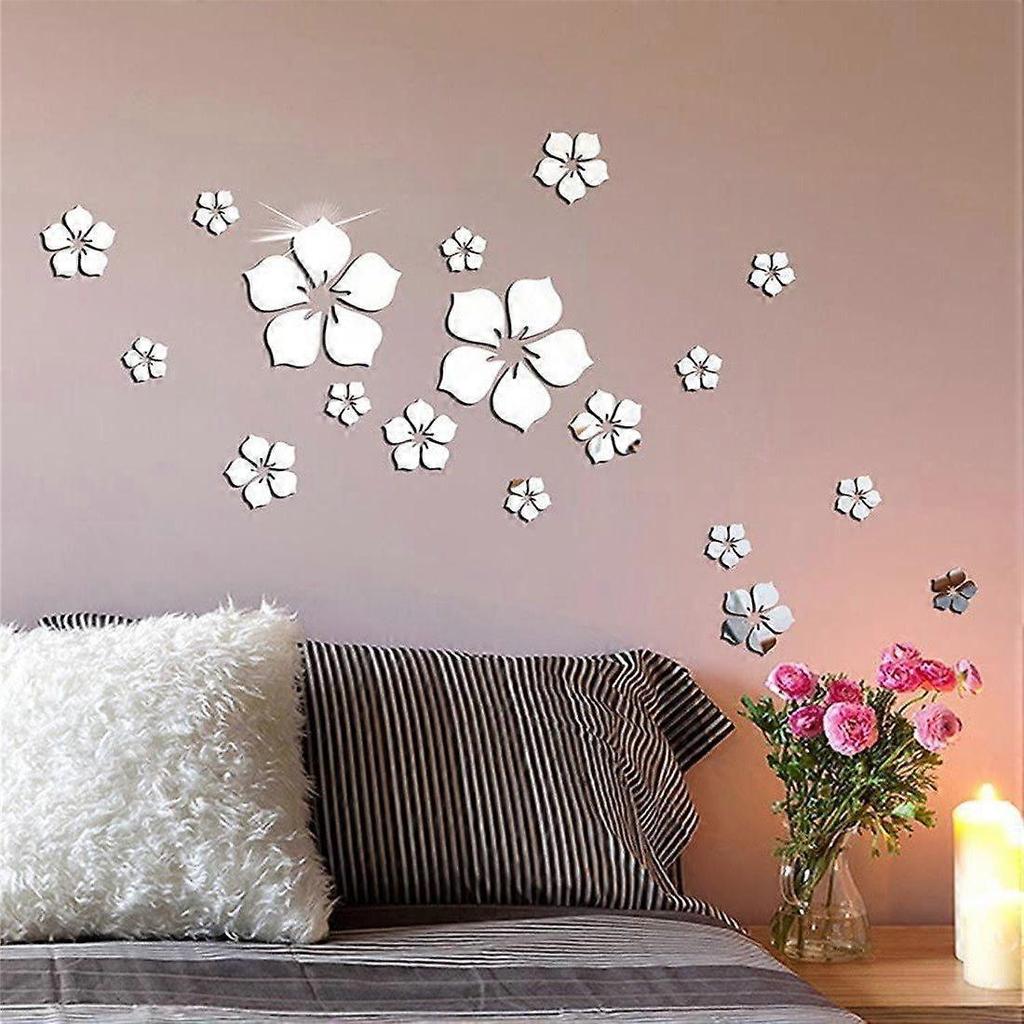 18 Pieces Mirror Wall Stickers, Acrylic Silver Decorative Stickers for Home Decor