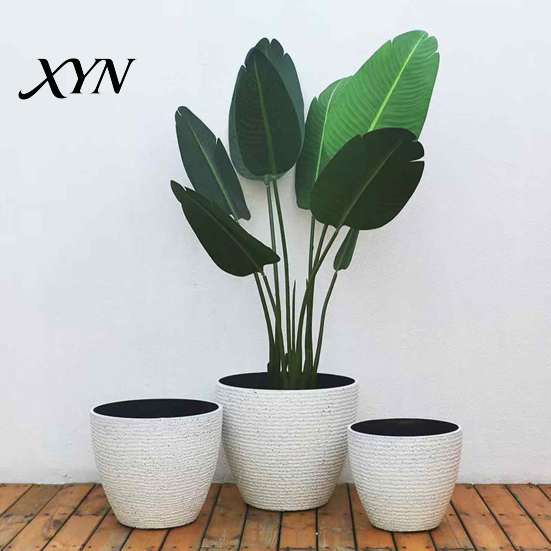 Simple Decorative Garden Ornament Large Tall Resin Planter, Thickened Faux Stone Plant Pot with Embossed Small Succulent Texture, Modern Flower