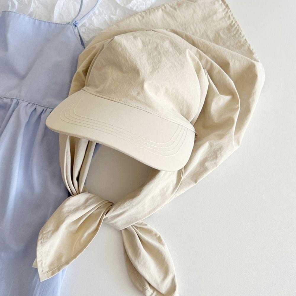 Retro Solid Color Headscarf Baseball Cap Nylon Baseball Hat Sunscreen Beach Hats Sun Cap Sunscreen Hat Peaked Cap Girl