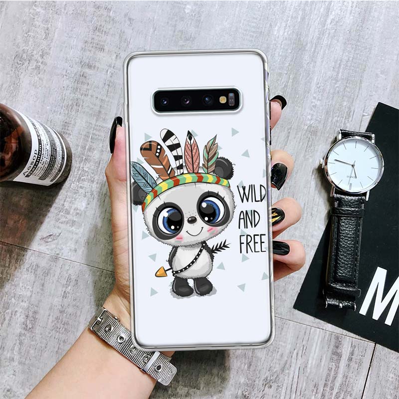 Lovely Panda Baby Cute Phone Case For Samsung Galaxy S20 FE S10 Plus S21 S22 Ultra S10E S9 S8 S7 Edge J4 + Fundas Cover Coque