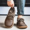 Men Plus Size Retro British Style PU Leather Shoes Ankle Comfortable Foot Feel Casual Shoe Wear-resistant Outsole Walking Shoes