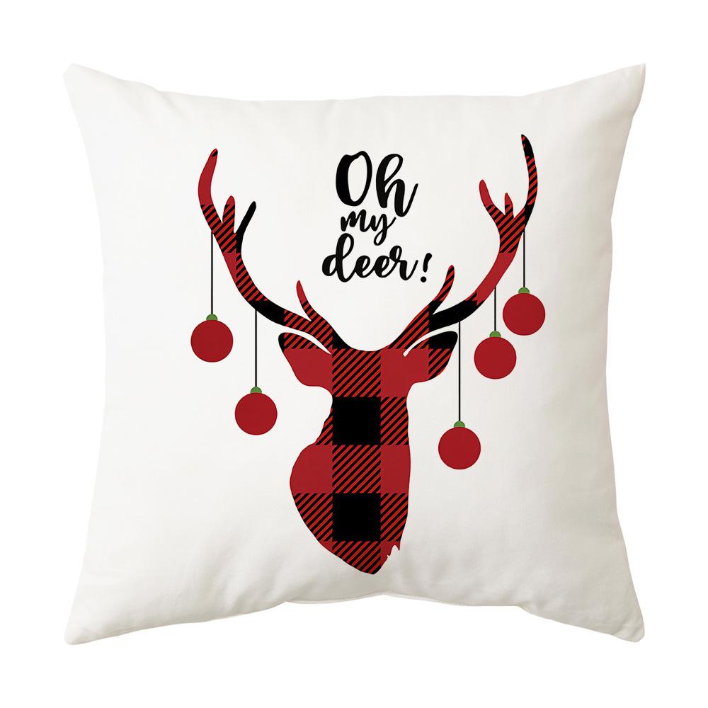 New Red and Black Plaid Christmas Pillow Case Printed Home Lumbar Support Office Cushion Pillow Case