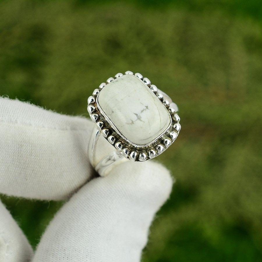 

Скидка ко Дню матери Кольцо из стерлингового серебра 925 пробы с натуральным говлитом и несколькими камнями Размер 9.5 9.5