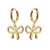 Stainless Steel Gold Color Bowknot Dangle Earrings For Women Fashion Metal Bow Temperament Earrings Jewelry Gifts