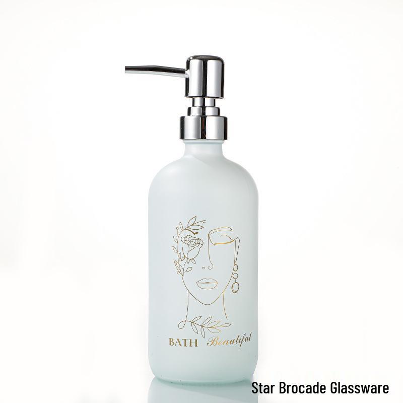 Golden Pattern Porcelain Dispenser: Shampoo, Shower Gel, Hand Sanitizer, and Lotion Pump Bottle.