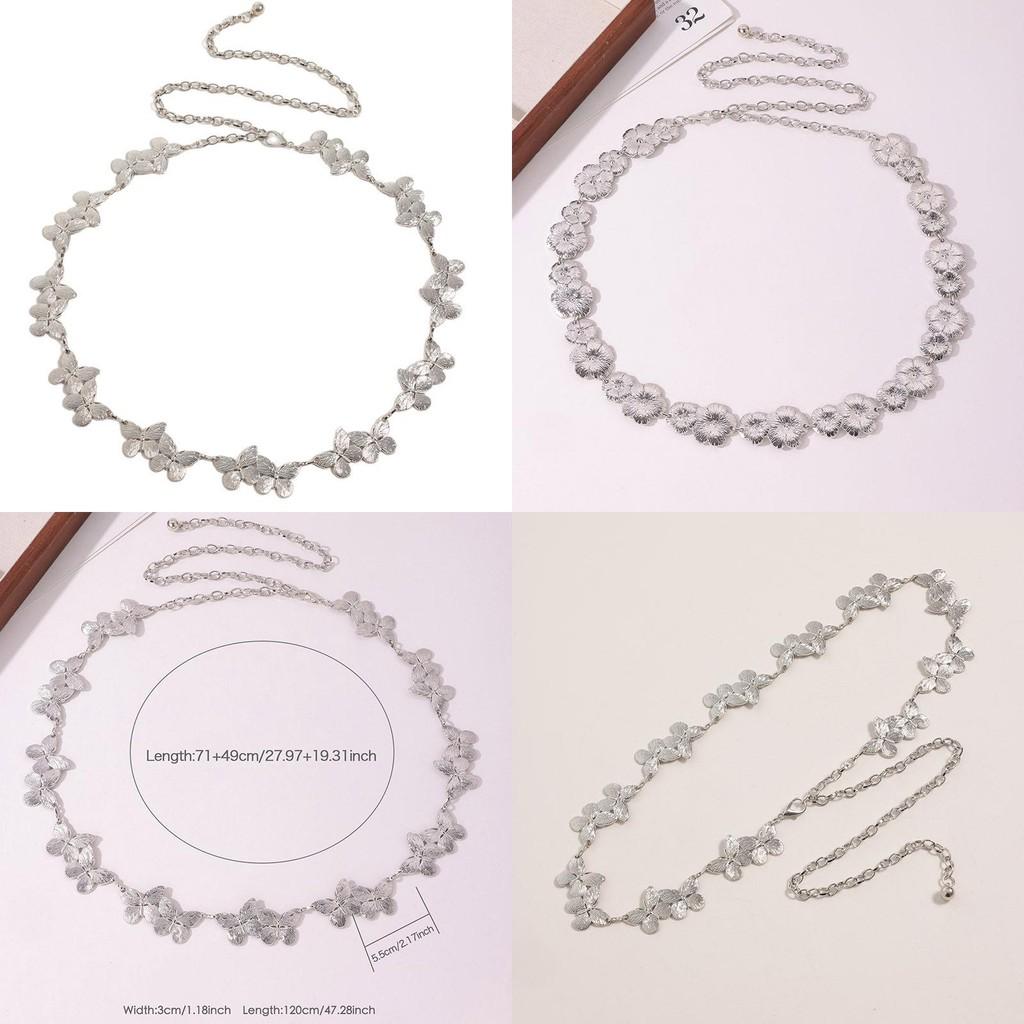 Fashion Floral Butterfly Metal Waist Chain For Women Spring