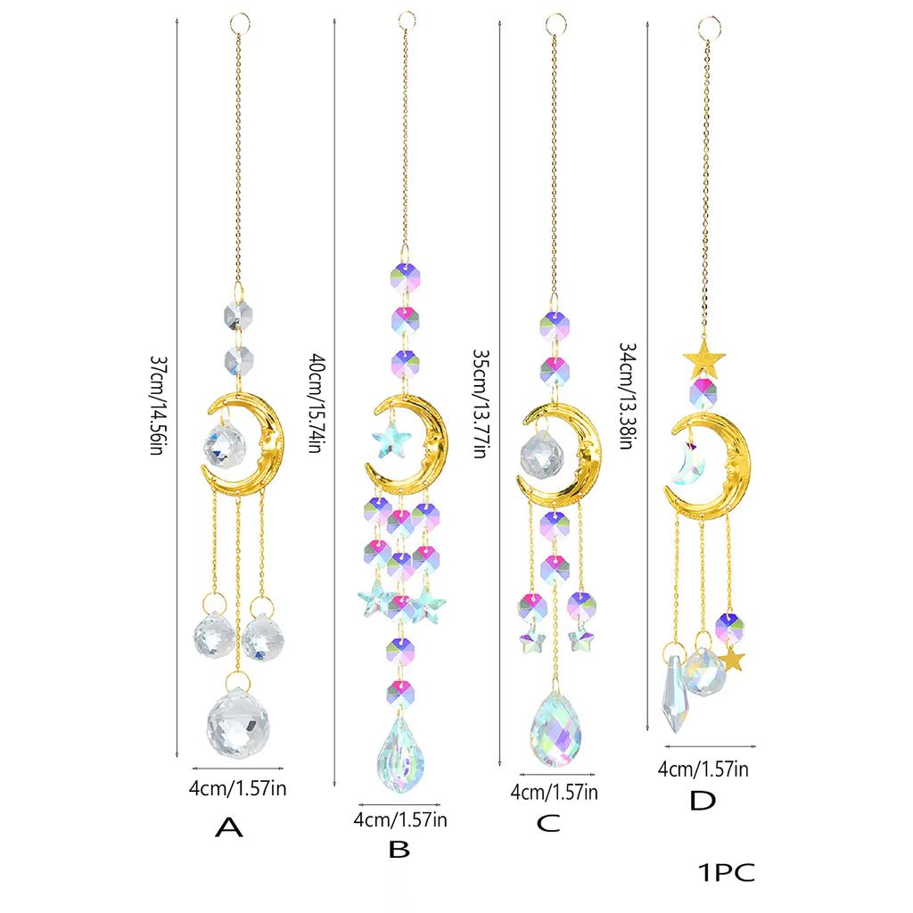 Crystal Wind Chime Beautiful Prism Hanging Decoration Suncatcher Prism Pendant Decorative Sun Moon Wind Chime For Festival