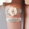 Luxury Bridal Garter With Full Rhinestones Hand Sewn Flower Pearl Elastic Leg Band Sexy Wedding Party Dress Accessory