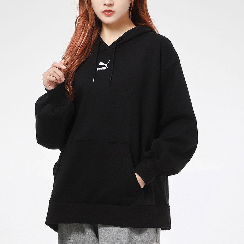 Puma Casual Sport Loose Long Sleeve Hoodie Women tops Black 532283-01