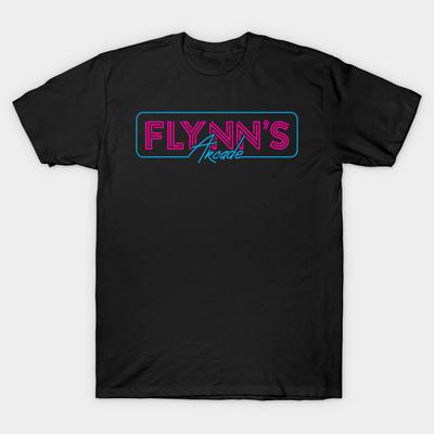 Men Black Print T-shirt Flynn'S Arcade No-Cut Transfer Paper Print Cotton Tshirt
