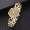 Fashionable Alloy Watch Round Dial Analog Display Quartz Wristwatch Gold