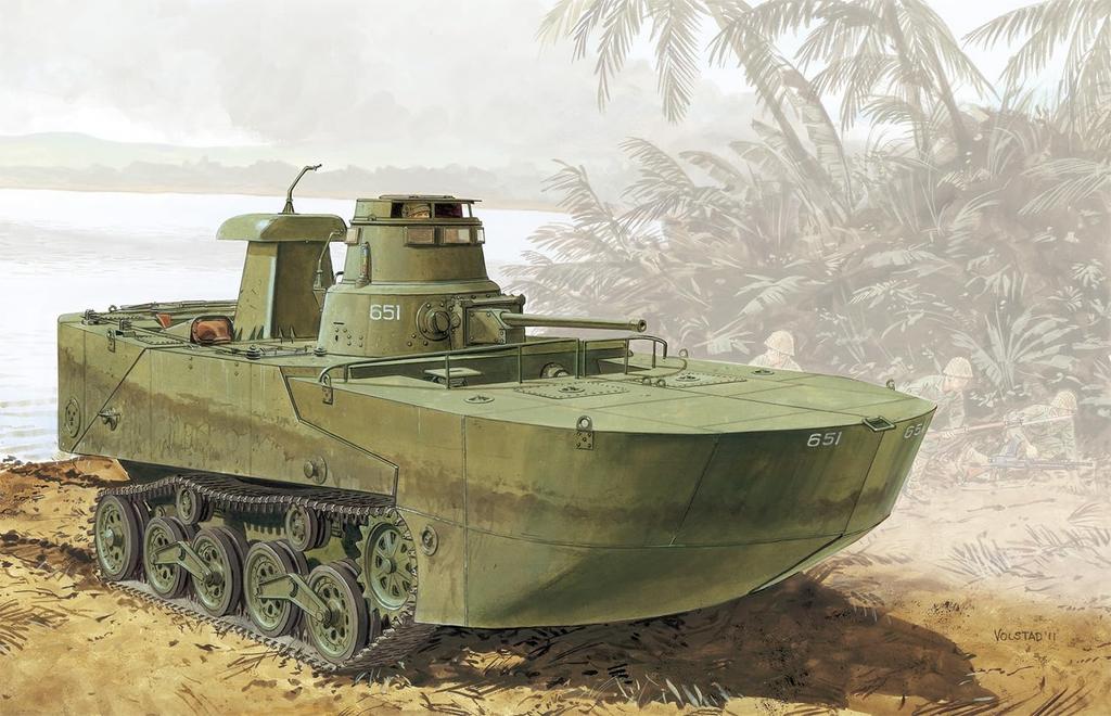 Platz/MONO Dragon 1/35 Tanks of the World 11 WW2 Imperial Japanese Navy Type 2 Special Landing Craft Ka-Mi Floating Form (Late Model Floats) Plastic M