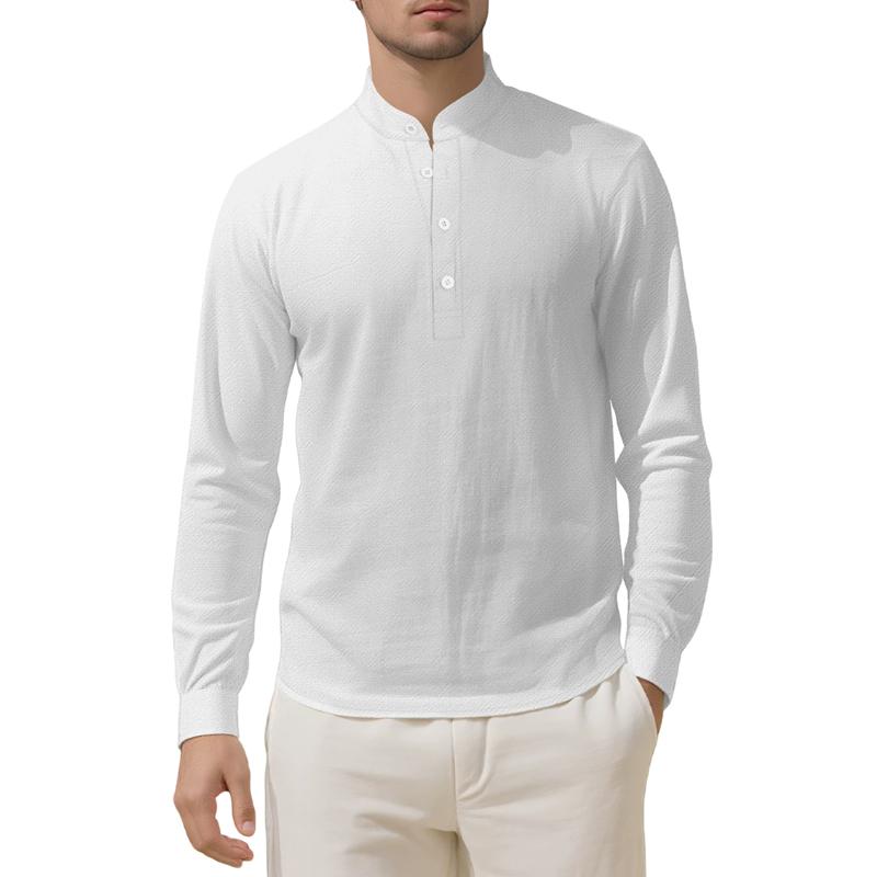 

New Cotton Linen Henley Shirts for Men Casual T-Shirts Lightweight Long Sleeve Beach Shirts Hawaiian Vacation T Shirts for Men S белый