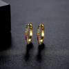 LUOTEEMI Rainbow CZ Paved Woman Diamond Jewelry 14K Gold Zircon Plated Huggie Hoop Earring