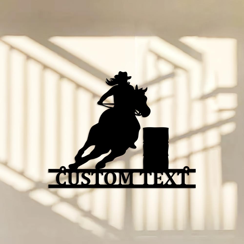 Vintage Metal Wall Art Horse Rider Custom Name Home Decor