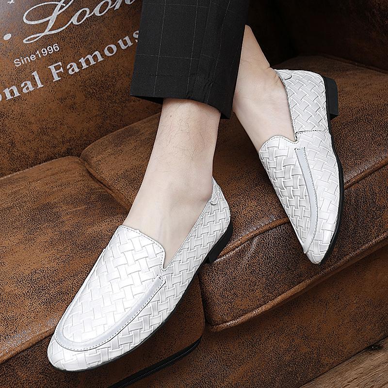 Fashion Luxury Brand Leather Mens Shoes Male Wedding Slip on Loafers Male Comfortable Slip on Moccasins Versatile Male Business Shoes