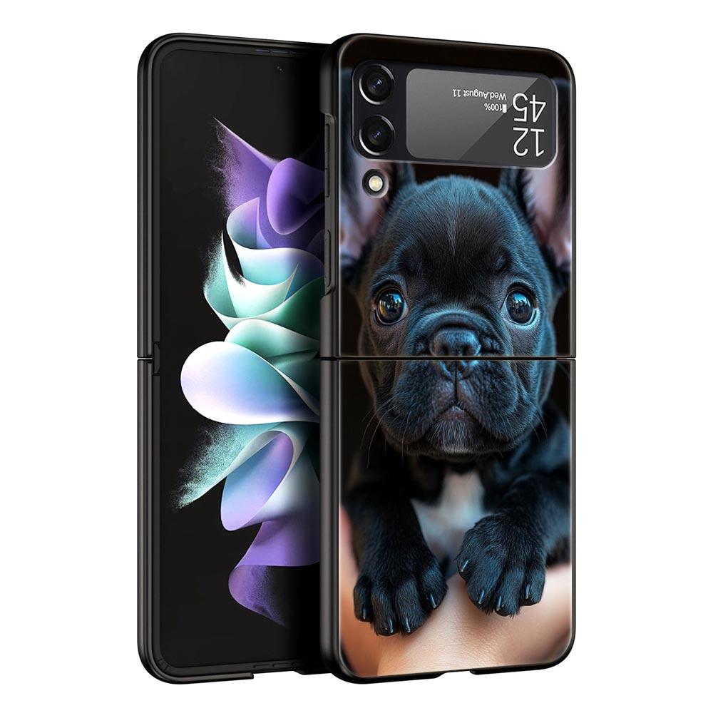 French Bulldog Dog Pet Phone Case For Samsung Galaxy Z Flip3 Flip4 Flip5 Case Shell For Z Flip 3 4 5 6 7 Hard Folding Back Cover
