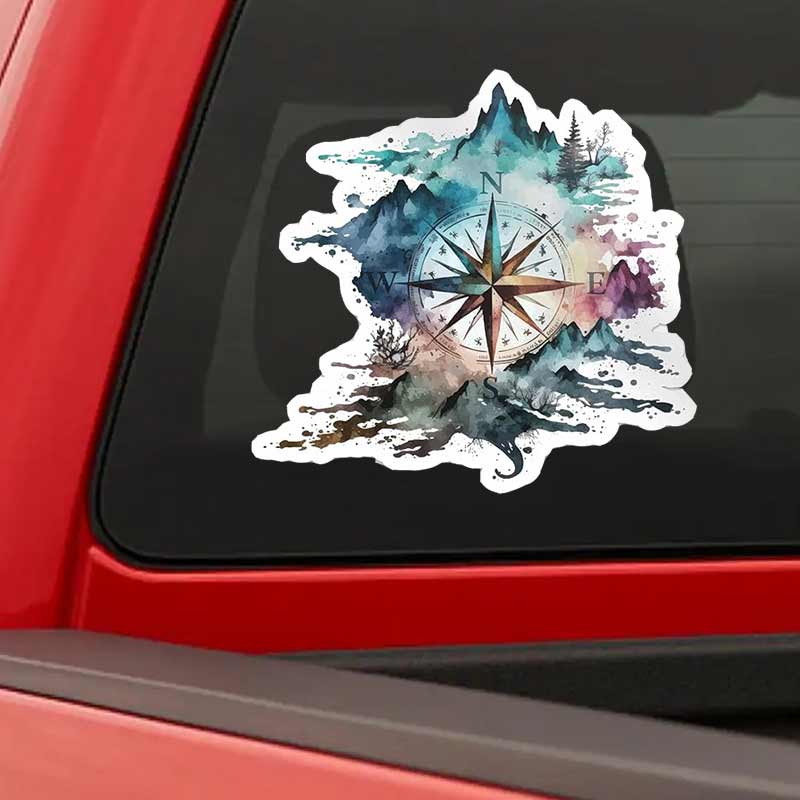 Compass Car Sticker Vinyl Decal Waterproof Rear Window Motorcycle Camper Bumper Truck Laptop Decoration X08