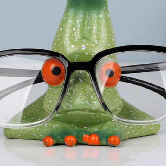 Cartoon Frog Glasses Holder Eyeglass Display Stand Frog Figurine Statue Desktop Decoration Sunglasses Eyewear Keeper Spectacle Display Rack