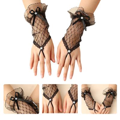 Evening Dinner Lacy Gloves Proms Gloves Lace Fingerless Gloves for Opera Women Lady Theme Proms Costume
