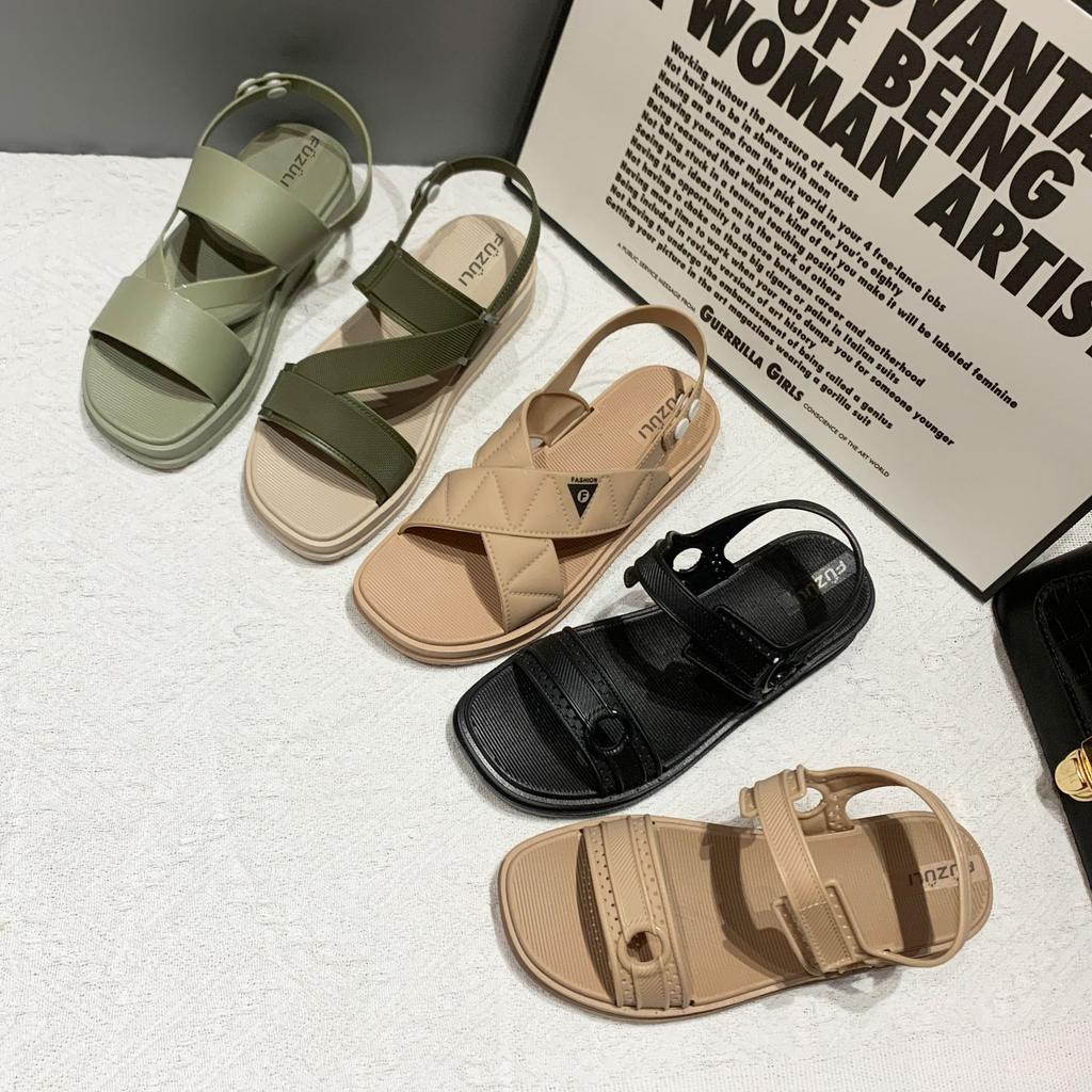 New Internet Celebrity Sandals Female Casual Fashion Daily Student Platform Fairy Wind Beach Flat Roman Sandals
