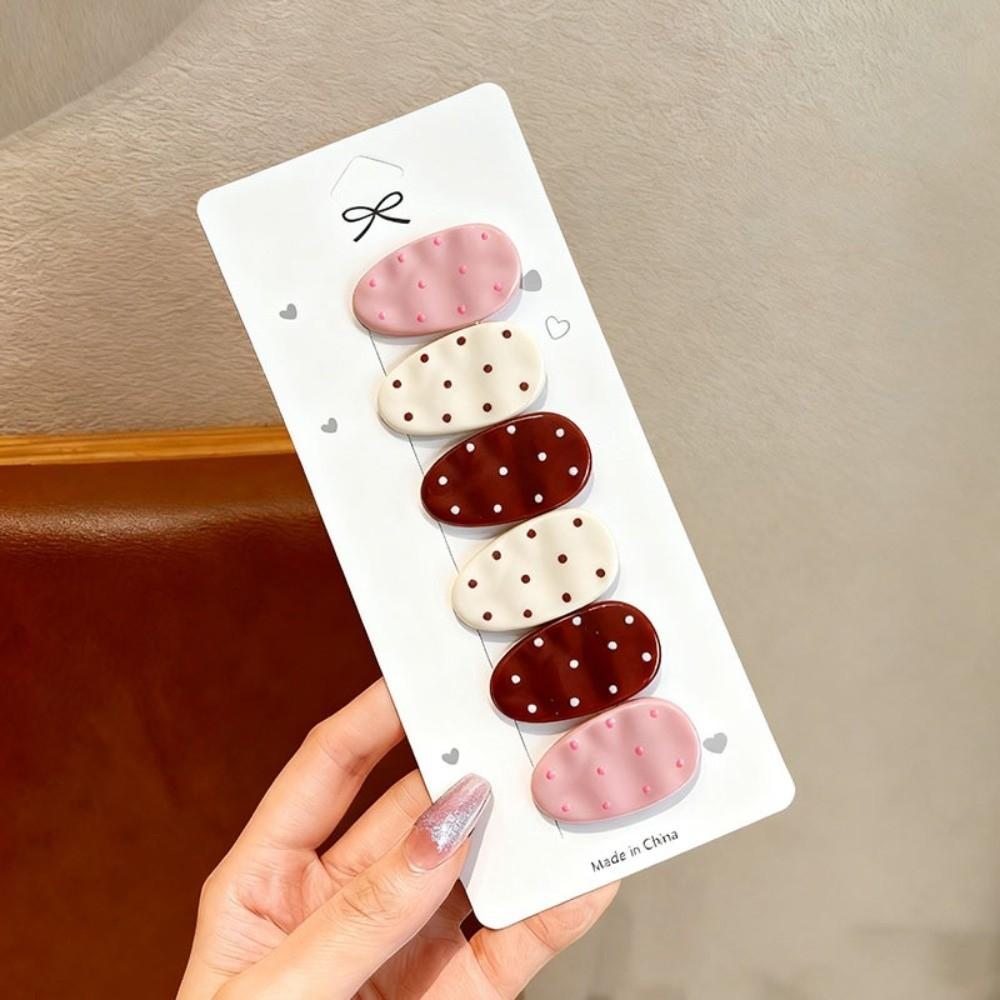 6Pcs/Set Polka Dot Oval Bow Hair Clip Sweet Hairpins Fashion Broken Hair Clip  Hair Accessories
