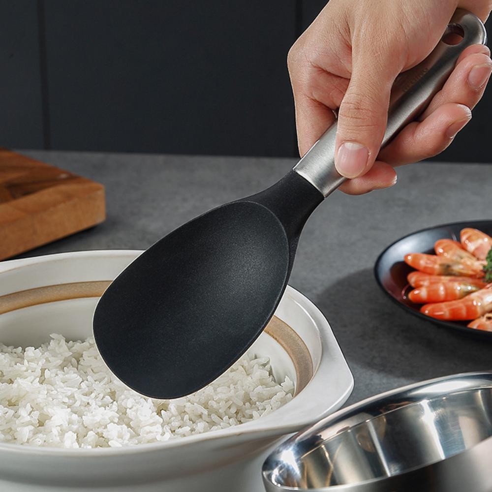 Cooking Stainless Steel Handle Dinnerware Silicone Rice Paddle Rice Scoop Kitchen Spoons Spatula