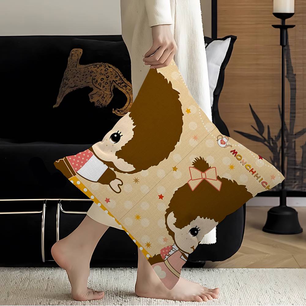 

Popular Logo MMonchhichi Fashion Pillow Cover Sofa Cushion Cover Home Room Decoration Children Gift 30x30 cm