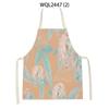 Home Plant Flower Printed Linen Kitchen Apron for Women Home Cooking Baking Waist Bib House Accessories Cleaning Tool Aprons