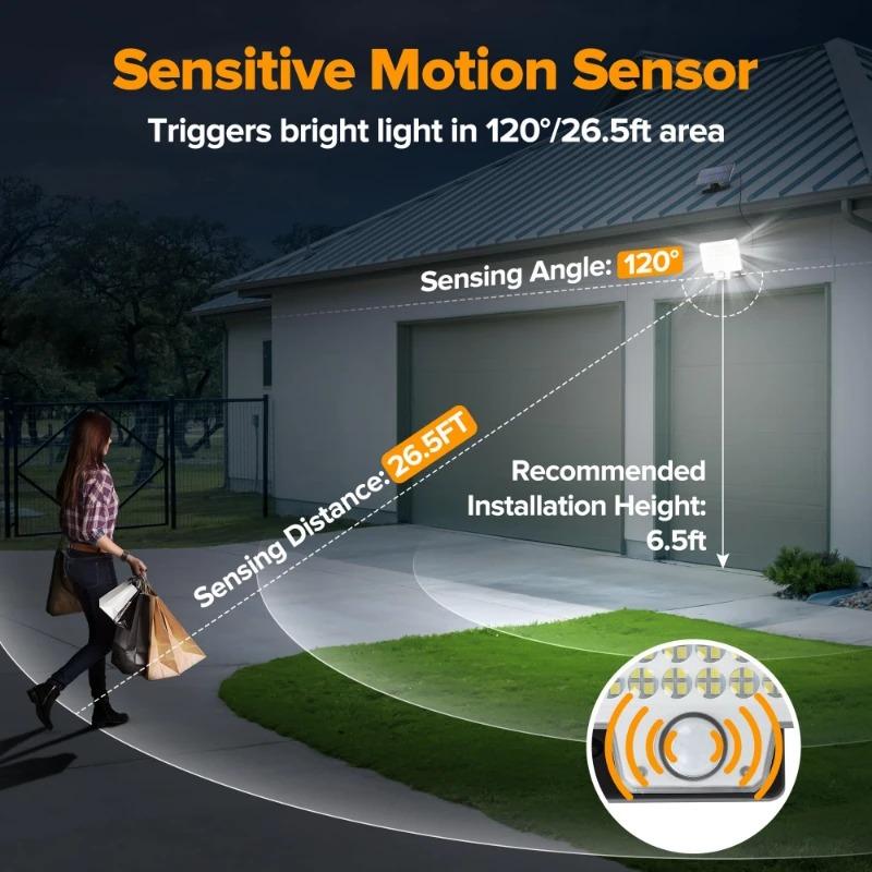 Solar Outdoor Lights 240 LED 3000LM, Motion Sensor Security Lamp with Remote, IP65 Waterproof Solar Flood Light for Garden Yard