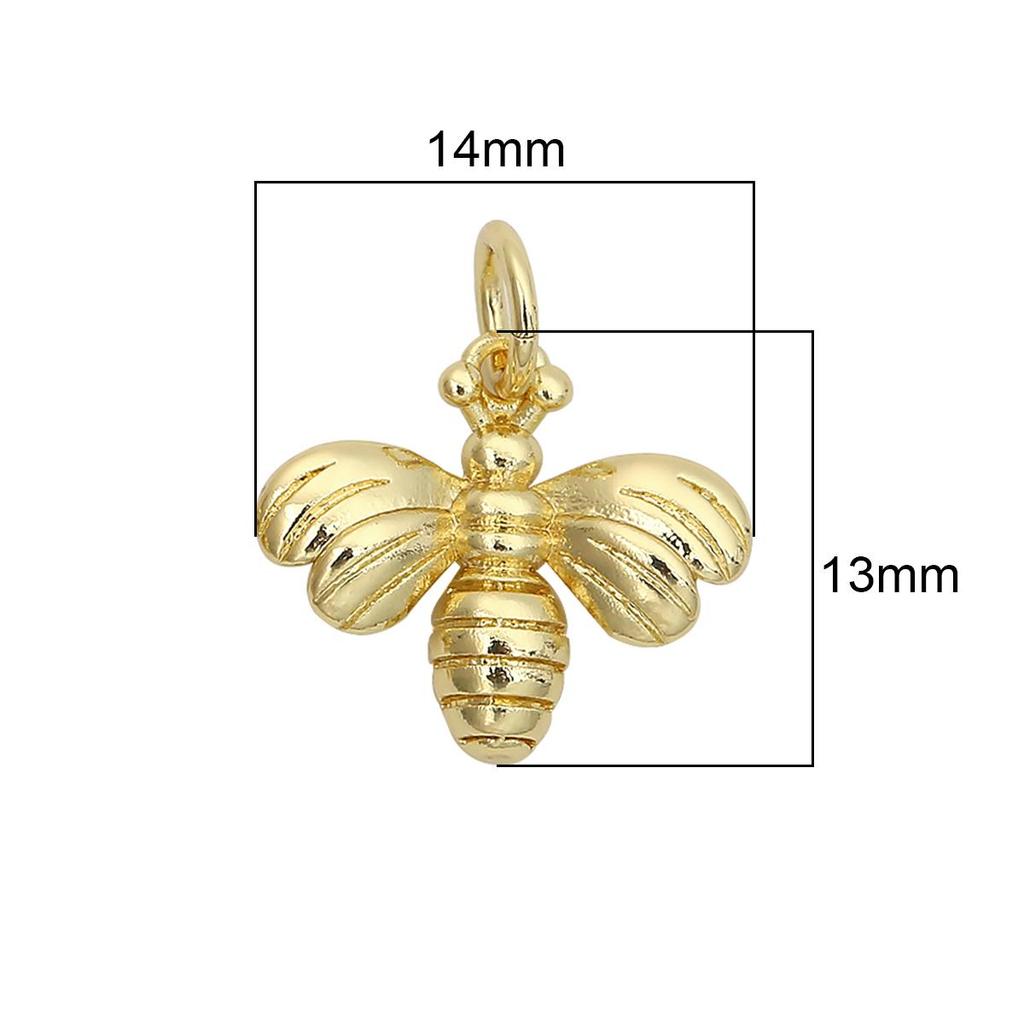 Copper Zircon Cute Bee Charms Pendants for Necklace Earring Bracelet Making