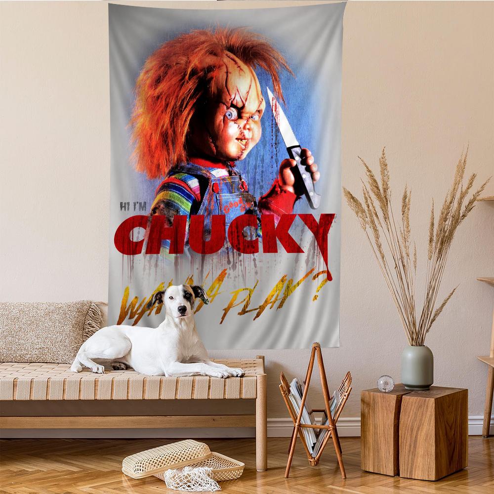 Classic Chucky Horror Movie Anime Tapestry Hippie Flower Wall Carpets Dorm Decor Wall Hanging Home Decor