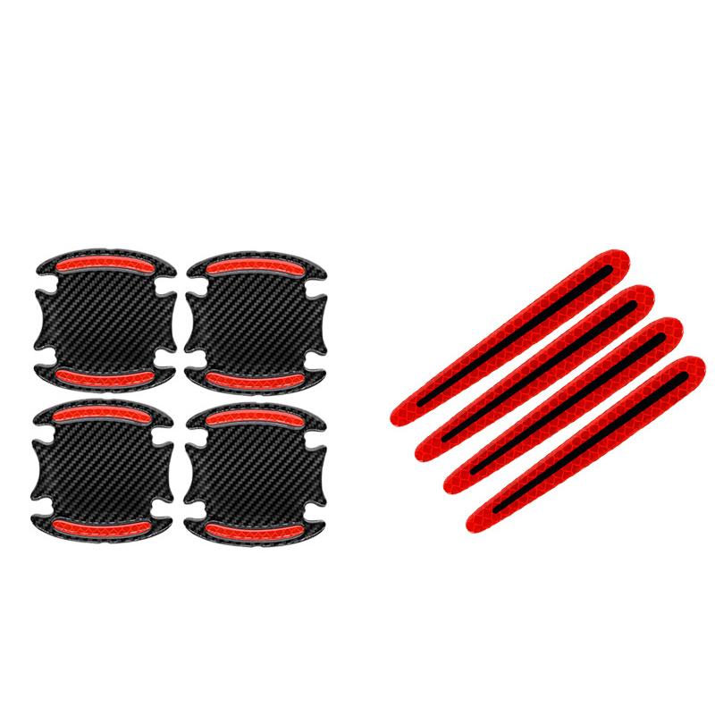 8PCS New Carbon Fiber Car Door Bowl Handle Reflective Paint Anti-collision sticker General-Purpose 3D Carbon Fiber Car Sticker
