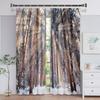 Natural Forest Snow Scene Exterior Door Thin Window Curtains for Kids Living Room Bedroom Bathroom Kicthen Cupboard Hooks2Pieces