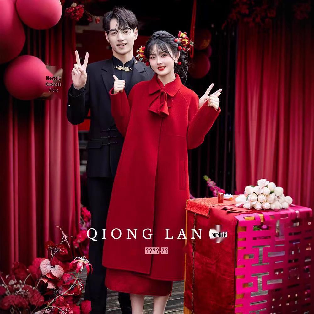 Petite Faux Wool Red Coat: 2024 Autumn/Winter Wedding & Engagement