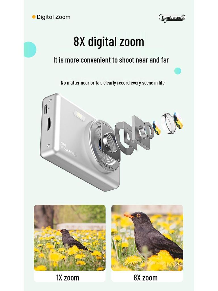 48MP Aparat Cyfrowy Przenośny Wysokiej Rozdzielczości do Domu, dla Studentów i Dzieci